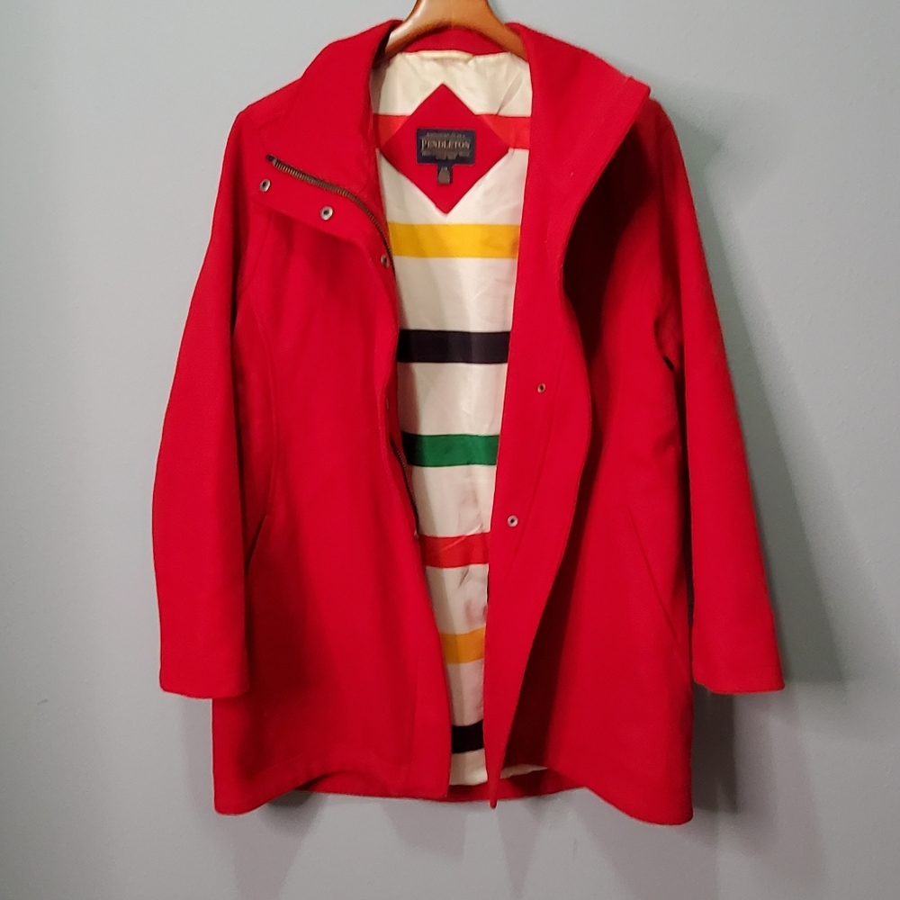 Pendleton Bright Red Wool Peacoat - image 8
